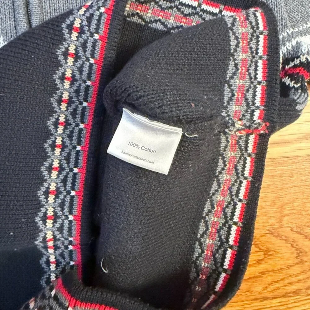 Hanna Andersson 1/4 Zip Fair Isle Nordic Sweater - Kids Size 5 (110) - Picture 5 of 6